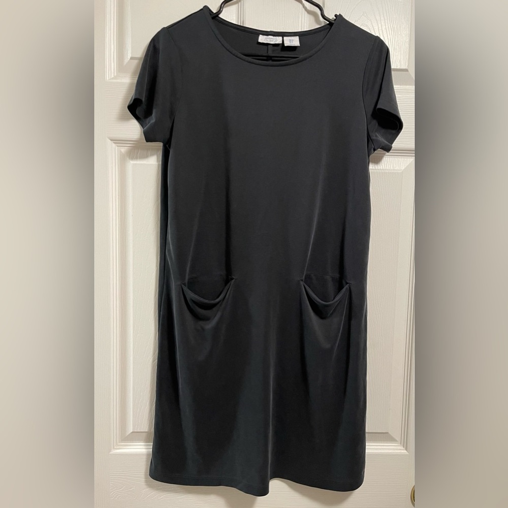 Sigrid Olsen Women’s Dark Gray T-shirt Dress with pockets Short Sleeves Size S